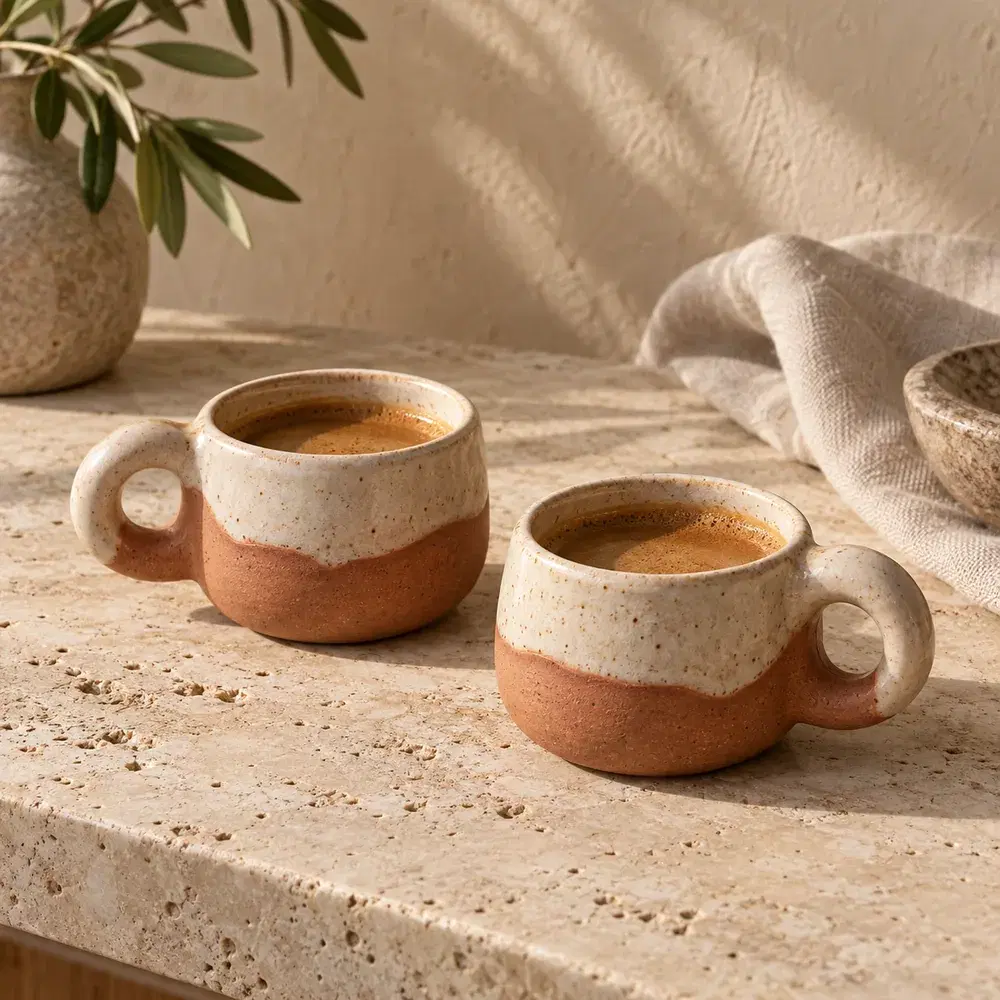 Two handmade espresso cups
