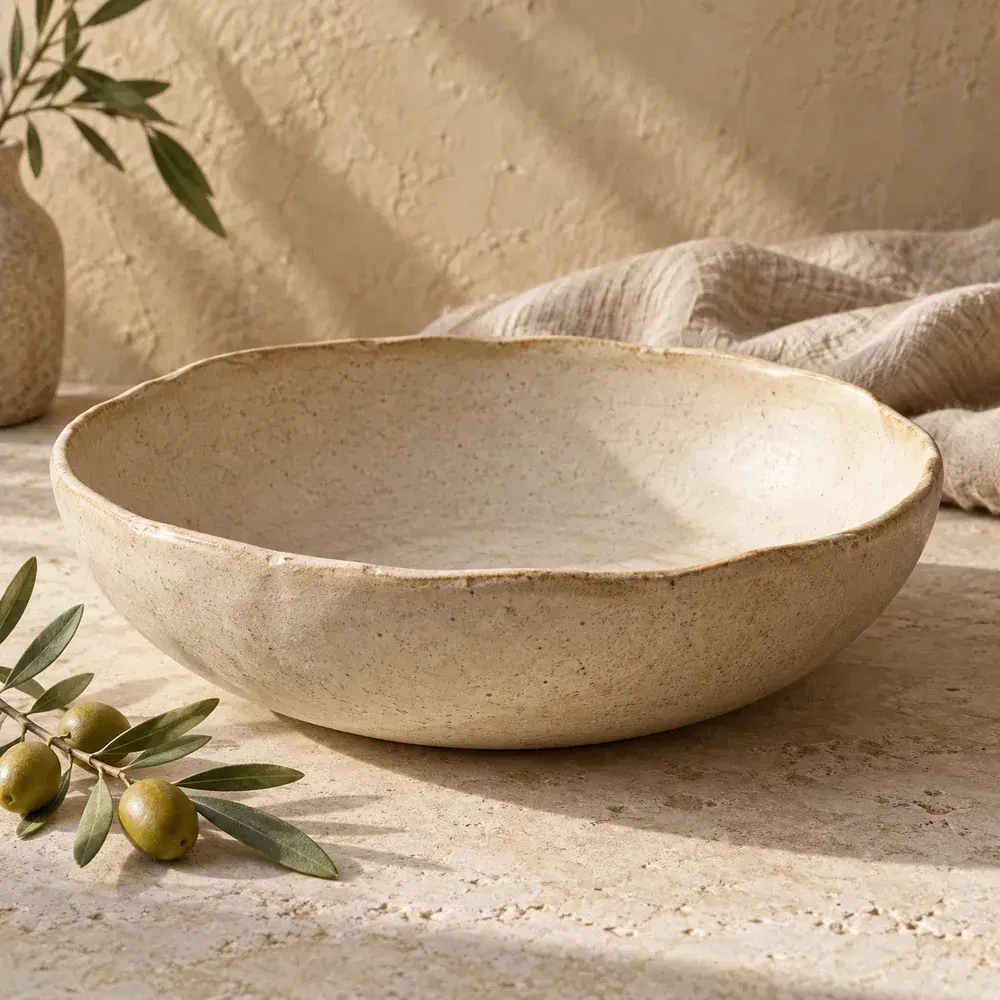 Handmade stoneware serving bowl